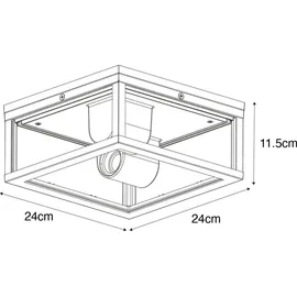 QAZQA AußenDeckenleuchte Aluminium Glas 2-flammig IP44 schwarz