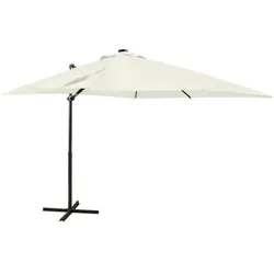 vidaXL Ampelschirm mit Mast und LED-Beleuchtung Sand 250 cm