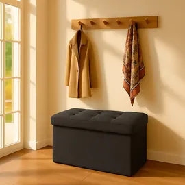 Relaxdays Sitzbank Truhenbank Dunkelgrau 76 x 38 x 38 cm