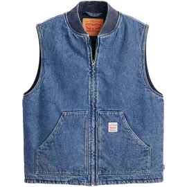 Levi's Jeansweste "SANSOME", Herren, Gr. XL, get involved t, Denim/Jeans, Obermaterial: 100% Baumwolle, unifarben, hüftbedeckend, Rundhals, Westen, mit Reißverschluss