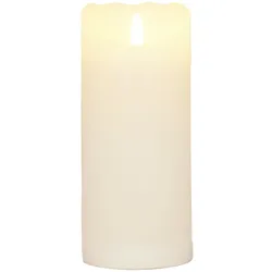 LED Echtwachskerze Weiß 6 Stunden Timerfunktion H 17 cm unbewegliche Flamme