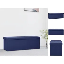 vidaXL Faltbare Sitzbank mit Stauraum Blau Leinenoptik