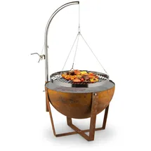 Blumfeldt Fire Globe Feuerschale mit Grill, 60cm, Stahl Rost