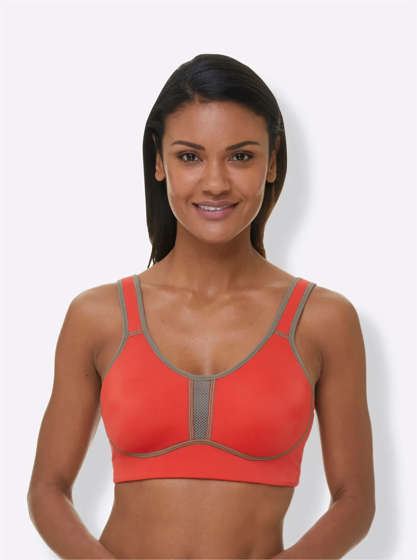 Sport-BH VIANIA, Damen, Gr. 100, Cup E, rot (korallenrot), 47% Polyamid, 41% Polyester, 12% Elasthan, BHs Sport-BH Sportbekleidung