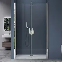 doporro Nischentür dusche Duschabtrennung Duschkabine 114cm - 118cm Nischendrehtür 195cm ESG-Sicherheitsglas Duschtür aus Klarglas mit Hebe- und Senkmecha...