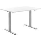 TOPSTAR E-Table elektrisch höhenverstellbarer Schreibtisch weiß rechteckig, T-Fuß-Gestell grau 120,0 x 80,0 cm