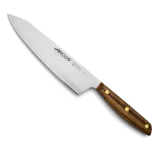 Arcos Chefmesser aus Edelstahl - Professionelles Küchenmesser zum Kochen, Griff aus 100% natürlichem Ovengkol-Holz FSC, Klinge 210 mm - Braun, Serie Nordika