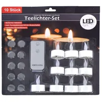 Makotex LED Teelichter 10er Set mit Fernbedienung flackernde Kerze inkl. Knopfzelle