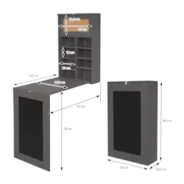 ML-Design Wandklapptisch mit Tafel und Regal Grau