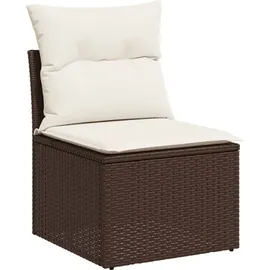 vidaXL 4-tlg. Garten-Sofagarnitur mit Kissen Braun Poly Rattan