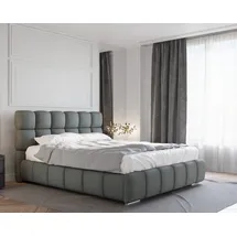 Homesy Polsterbett BLISS Luxus-Bett mit Lattenrost Wahl federkernmatraze, kokosmatratze, (Stabile Rahmenkonstruktion Metallrahmen), Ein Luxusbett in jeder Größe 140x200cm 160x200 cm 180x200cm grau|schwarz 160 cm
