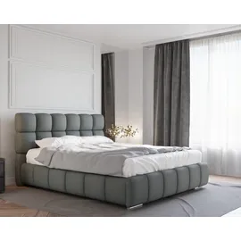 Homesy Polsterbett BLISS Luxus-Bett mit Lattenrost Wahl federkernmatraze, kokosmatratze, (Stabile Rahmenkonstruktion Metallrahmen), Ein Luxusbett in jeder Größe 140x200cm 160x200 cm 180x200cm grau|schwarz 160 cm