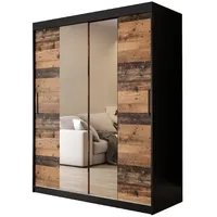 Abiks möbel Möbel Kryspol Schwebetürenschrank, Schwarz, Kunststoff, Nachbildung, 4