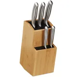 Relaxdays Messerblock Bambus, Messerständer mit Borsten, universal, Messerhalter unbestückt, HBT 25,5x11,5x18 cm, natur