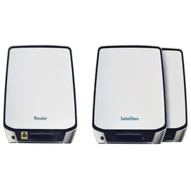 Netgear Orbi WiFi 6 Mesh WLAN System (RBK863S) Triband Mesh, Router mit 2 Satelliten-Repeatern, Abdeckung von bis zu 540 m2 und 100 Geräten, Armor Abonnement, AX6000 (bis zu 6 GBit/s)