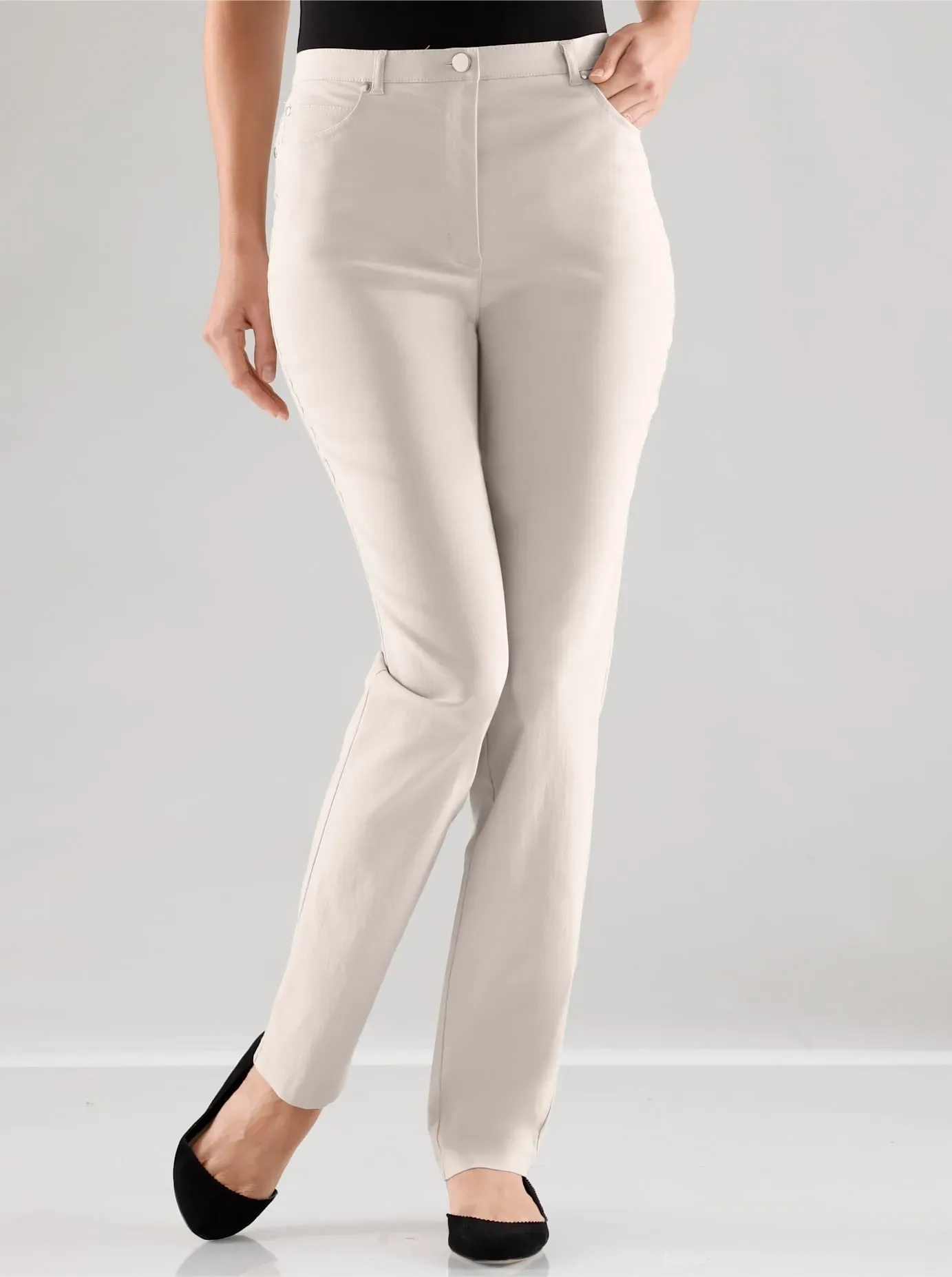 5-Pocket-Hose STEHMANN, Damen, Gr. 25, Kurzgrößen, grau (stein), 72% Viskose, 25% Polyamid, 3% Elasthan, unifarben, lang, Hosen 5-Pocket-Hose