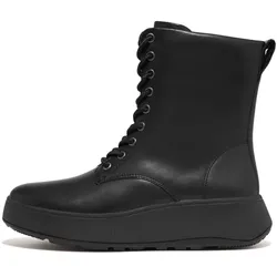 Schnürstiefelette FITFLOP "F-MODE", Damen, Gr. 38, schwarz, Leder, unifarben, casual, Schuhe, mit Plateausohle