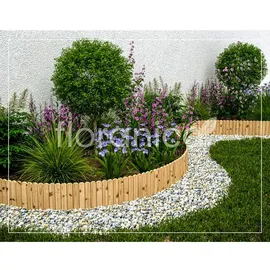 Floranica Rollborder Flexibler Holzzaun Rolborder - 200 x 30 cm - Unbehandelt - Beeteinfassung Rasenkante Palisade Umzäunung für Obstgärten Wege