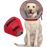 Kuoser Schutzkragen Halskrause Hund Leckschutz Schutzkragen Einstellbar, Vorbeugung rot