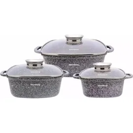 Klausberg Topf-Set 6-tlg. quadratische Töpfe mit Marmorbeschichtung