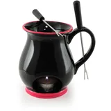 Swissmar F66328 Indulge Schokoladen Fondue Becher Set 4-teiliges, Keramik/Edelstahl, Schwarz, 125ml, Schokofondue Teelicht Beheizt, mit 2 Fondue Gabeln, Spülmaschinenfest, Geschenkset