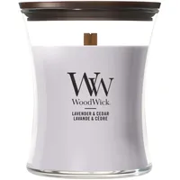 Woodwick Lavender & Cedar Duftkerze 275 g grau