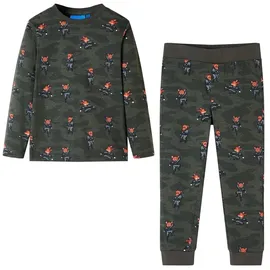 vidaXL Kinderpyjama mit Langen Ärmeln Khaki 128