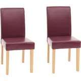 Mendler 2er-Set Esszimmerstuhl Stuhl Küchenstuhl Littau - Kunstleder, rot, helle Beine
