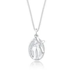 Kette mit Anhänger ELLI "Kreuz Marienbild Glaube Religion 925 Silber" Gr. 55, silber, Halsketten, Damen, 55, Silber 925 (Sterlingsilber), L: 45cm