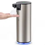 Seifenspender Automatischer Edelstahl Schaumseifenspender Elektrischer - LAOPAO Soap Dispenser Set IPX5 Wasserdicht USB-C Aufladung mit Sensor Infrarot Bewegungssensor für Küche & Bad