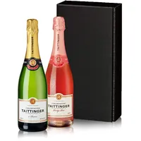 Geschenkset „The Taittinger couple“ mit zwei Flaschen Champagner in einem Geschenkkarton | Taittinger Brut (1x 0,75l) und Taittinger Brut Rosé (1x 0,75l) als Geschenkset