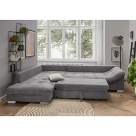luma-home Ecksofa Schlafsofa Eckcouch Polsterecke L-Sofa m. Ottomane links, Cord Grau / 17202 - Grau
