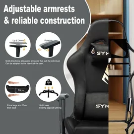luxuskollektion Symino Gaming-Stuhl Schwarz PC