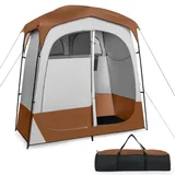 GYMAX Pop Up Duschzelt, Privatsphäre, Toilettenzelte mit Tragetasche, Umkleidezelt für 2 Personen, 210 x 107 x 210 cm (Braun)