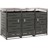 MCW 3er-Mülltonnenverkleidung MCW-H40, Mülltonnenbox, Pflanzkasten Edelstahl-Metall-Kombi 78kg 125x198x84cm