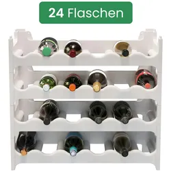 ARTECSIS Weinregal stapelbar Kunststoff für 24 Flaschen, stabiles Flaschenregal für Gastronomie und Lagerraum, erweiterbare Weinlagerung, Weiss