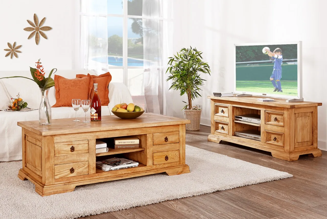 Original Mexico TV-Tisch Lowboard Couchtisch, Pinie