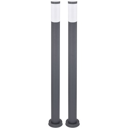 2x Außen Steh Lampen Edelstahl Säulen Garten Weg Beleuchtung Hof Stand Leuchten ANTHRAZIT