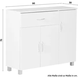 Wohnling Sideboard 90 x 75 x 30 cm Weiß