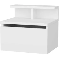 Dmora Nachttisch Dpezzol, Niedrige Kommode, Tisch, Multifunktionaler Nachttisch, 40x32h35 cm, Weiß