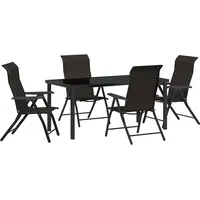 vidaXL 5-teiliges Garten-Ess-Set Schwarz Poly-Rattan
