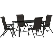 vidaXL 5-teiliges Garten-Ess-Set Schwarz Poly-Rattan