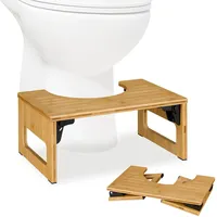 Relaxdays Toilettenhocker, klappbar, Stuhlgang Unterstützung, WC Hocker Erwachsene, Bambus, HBT: 18,5x43x27,5 cm, Natur