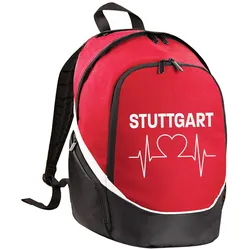 multifanshop Rucksack - Stuttgart - Herzschlag - Druck weiß - Tasche