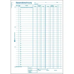 Avery Zweckform Kassenabrechnung, MwSt.-Spalte für Ausgaben, 1. Blatt mit Mikroperforation, A4, weiß/gelb, mit Blaupapier, 2 x 50 Blatt