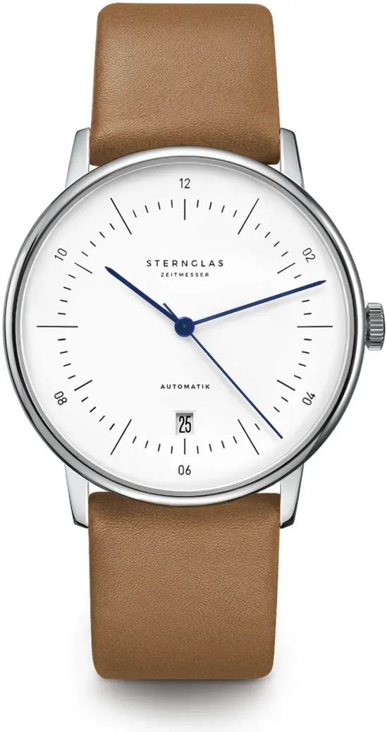 STERNGLAS - NAOS AUTOMATIK - weiß - silber - premium braun / 38MM