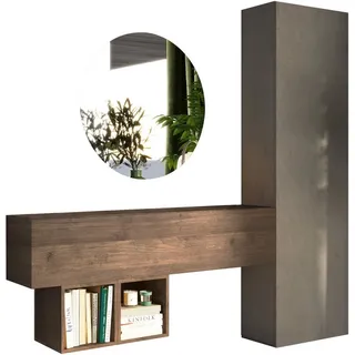 INOSIGN Garderoben-Set »INFINITY, 4tlg. Breite 192 cm, Höhe 186 cm, moderne Garderobe«, (Spar-Set, 4 St.), (Hochschrank, Hängeschrank, Würfelregal 2er Set, Spiegel) Diele, Flur, braun