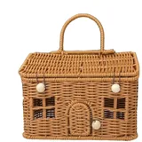 Weidenkorb – Strukturiertes Vintage-Finish, Rattankorb, kleines Haus aus geflochtenem Rattan-Imitat mit Deckel | Aufbewahrungskörbe für Schränke, Badezimmer, Vorratskammern, Waschküchen und Kinderzimm