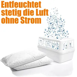 BigDean 4 Stück Luftentfeuchter + 8x 1,2kg Luftentfeuchtergranulat Nachfüllpack – Feuchtigkeits-Stopper nachfüllbar + wiederverwendbar – Luftentfeuchterbox ohne Strom