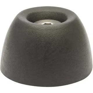 Wagner Retro Boden- und Wand-Türstopper OUTDOOR KNOPF - Ø 50 x 30 mm, schwarzer hochwertiger Vollgummi und wetterfeste Edelstahlschraube, inklusive Montagematerial - 15520011